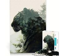 Puzzle Double Exposition Tigre Arbre, 1000 pièces, Difficile, pour Adultes, Jouet Intelligent, Amusant et précis, Cadeau Artistique 38x52cm