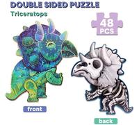 Puzzle Double face pouvant être assemblé, jouets créatifs en forme de dessin animé, de dinosaure, jeu éducatif Montessori, cadeau de noël
