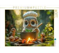 Puzzle · Douce Chouette Cuisine au feu de Camp | Délicieux plats de la forêt par la cuisinière chouette · 1000 pièces · Format assemblé 64 × 48 cm · CALVENDO Puzzle