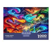 Puzzle Dragon 1000 pièces, Cadeau pour Adultes - Essaim de Dragons Spirale Cosmique Éclatant Mythique, Anti-Stress, Décoration Murale 70x50cm