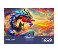 Puzzle Dragon 1000 pièces - Dragon coloré dans Le Ciel - Jeu éducatif pour Adultes - Décoration intérieure - Niveau de difficulté élevé - Cadeau d'anniversaire Stimulant - 52 x 38 cm / 1000 pièces