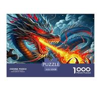 Puzzle Dragon 1000 pièces pour Adultes - Dragon Feu Tempête Féroce Éclatant, Idée Cadeau et Activité 52x38cm