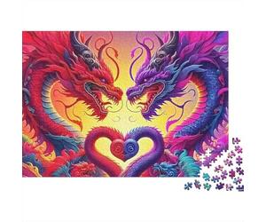 Puzzle Dragon à Deux têtes,1000 pièces,Carton Lisse de qualité supérieure,idéal pour se détendre et Passer Un Moment agréable en Couple ou Entre Amis.Dimensions:70x50cm.