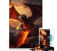 Puzzle Dragon Ancien de Feu Rouge pour Adultes 1000 Pièces Jeu de Réflexion Passe-Temps Calme Image Assembler Joli Cadeau (38x26cm)