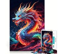 Puzzle Dragon Ancien Néon pour Adolescents 1000 Pièces Jeu d'Entraînement Cérébral Détente et Image à Assembler Surprise Chaleureuse (50x75cm)