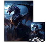 Puzzle Dragon Ancien Noir 1000 Pièces Cadeau de Vacances Parfait pour Noël Halloween Pâques Nouvel an 1000 PCS (75x50cm)
