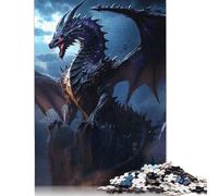 Puzzle Dragon Ancien Noir 500 pièces pour Adolescents, Puzzle en Bois pour Adultes, Jeu éducatif, Jouet de défi, 500 pièces (52 x 38 cm)