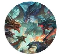 Puzzle Dragon Battle Royale 1000 pièces pour Adultes, en Carton, idéal pour Halloween, Noël, Un Anniversaire (Taille 67,5 x 67,5 cm)