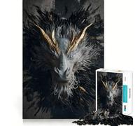 Puzzle Dragon Blanc 1000 Pièces Adultes Jeu de réflexion Stimulant Découpe précise Alignement Parfait Activité Amusante en Famille Le Soir (38x26cm)