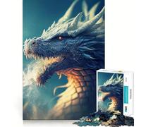 Puzzle Dragon Blanc 1000 Pièces Jeu d'adresse et de réflexion Assemblage Stable Pièces Qui ne bougent Pas Passe-Temps agréable pour Les Longs Week-Ends (38x26cm)