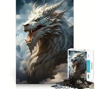 Puzzle Dragon Blanc 1000 Pièces pour Adultes Jeu de logique Découpe de précision Bords Lisses pour Les réunions de Famille (38x26cm)