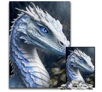 Puzzle Dragon Blanc 1000 pièces pour Adultes, Puzzle en Carton, Jeux en Famille, soirées Amusantes, décoration à Faire soi-même, 26x38cm/10,23x14,96 Pouces