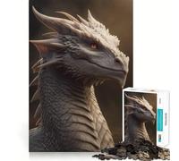 Puzzle Dragon Blanc Ancien 1000 Pièces pour Adultes Jeu de Mémoire Amusant Découpe Expert Activité de Groupe Relaxante en Intérieur (50x75cm)