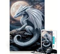Puzzle Dragon Blanc au Clair de Lune pour Adolescents 1000 Pièces Jeu Stimulant l'esprit Assemblage Solide et Sécurisé Activité de Partage en Famille (38x26cm)