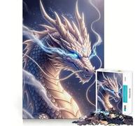 Puzzle Dragon Blanc aux Yeux Bleus 1000 Pièces Jeu Cognitif Amusant Découpe de Haute Précision Cadeau Unique Anti-Stress (50x75cm)