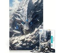 Puzzle Dragon Blanc aux Yeux Bleus 1000 Pièces Jeu de Construction Assemblage Parfait Activité Récompenseuse pour Les Jours de Pluie (38x26cm)