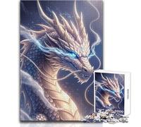 Puzzle Dragon Blanc aux Yeux Bleus pour Adultes - 1000 Pièces - Activité Ludique et Interactive - Cadeau Souvenir et Touchant - Dimensions 38x26cm