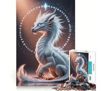 Puzzle Dragon Blanc avec Runes 1000 Pièces pour Adolescents Jeu de Stimulation Mentale Assemblage Solide et Sécurisé Activité Amusante en Famille Activité Nocturne (38x52cm)