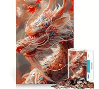 Puzzle Dragon Blanc Fantastique pour Adultes 1000 Pièces Jeu de Stimulation Cérébrale Taille Uniforme Pièces Précises pour Les Voyages (50x75cm)