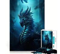 Puzzle Dragon Bleu Ancien 1000 Pièces Stimulation Cognitive Amusant Pièces Nettement Découpées sans Bavures Jouet de Loisirs d'Intérieur pour Les Fêtes (38x26cm)