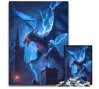 Puzzle Dragon Bleu Foudre 1000 Pièces pour Adultes Puzzles Impossibles pour Adultes Idéal pour Les Amoureux Cadeau Parfait de Noël Nouvel an Saint Valentin 1000 PCS (38x26cm)