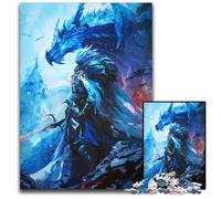 Puzzle Dragon Bleu Guerrier 14b 1000 pièces pour Adultes Puzzles en Bois Idéal pour Les Adolescents Liens familiaux Cassetête Décoration d'intérieur DIY Cadeau 1000 pièces (75 x 50 cm)