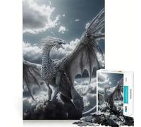 Puzzle Dragon Céleste Blanc 1000 Pièces pour Adultes Jeu de logique Découpe de précision Bords Lisses pour Les réunions de Famille (38x26cm)
