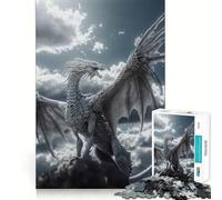 Puzzle Dragon Céleste Blanc 1000 Pièces pour Adultes Jeu de Réflexion Amusant Technologie de Découpe Laser Avancée Défi Idéal pour Passer Le Temps (50x75cm)