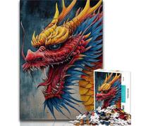 Puzzle Dragon Chinois 1000 pièces pour Adultes, Jeu Familial Anti-Stress, défi Difficile, Cadeaux du Père Noël Secret (38x26cm)