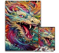 Puzzle Dragon Chinois coloré 1000 pièces Puzzles en Bois pour Adultes Casse-tête Stimulant - Jouet Relaxant pour Adolescents 50x75cm / 19,68x29,52 Pouces