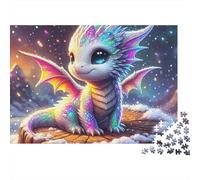 Puzzle Dragon-Créature Mythique Mignonne-1000 Pièces-Carton Épais de Qualité Supérieure-Encadrer-Loisirs Calmes et Passionnés-Niveau Avancé-52x38cm