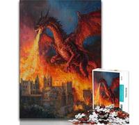 Puzzle Dragon de Feu pour Adolescents 1000 pièces Jouets éducatifs et éducatifs pour la Famille pour renforcer l'amour Entre Couples (50x75cm)