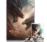 Puzzle Dragon de Glace et de Feu 1000 Pièces pour Adultes et Adolescents, Jeu Familial Anti-Stress, Défi Difficile, Cadeaux Secrets du Père Noël 26x38cm