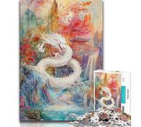 Puzzle Dragon de Style Chinois 1000 pièces pour Adultes et Adolescents, Aide Le Cerveau à exercer des Jouets addictifs pour cultiver la Patience, Jeu de défi Unique (38x26cm)