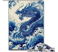 Puzzle Dragon de Style Japonais 1000 pièces pour Adolescents, adapté aux Personnes de 14 Ans et Plus Idées Cadeaux de décoration intérieure (50x75cm)