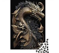 Puzzle Dragon Empereur Doré 1000 pièces (75 x 50 cm) pour Adultes et Adolescents. Puzzles en Bois. Jeux de Famille. Cadeaux de Noël.