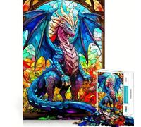 Puzzle Dragon en Vitrail 1000 Pièces pour Adolescents Développe la Mémoire Attente et Plaisir Assemblage Créatif et Surprise 38x26cm