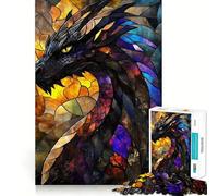 Puzzle Dragon en Vitrail 1000 Pièces pour Adolescents Jeu de Logique Stimulant Détente et Création de Surprises d'anniversaire 38x52cm