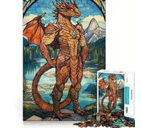 Puzzle Dragon en Vitrail 1000 Pièces pour Adolescents Jeu de Réflexion, Moment de Paix, Qualité supérieure, 38x52cm