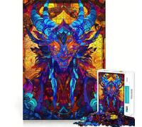 Puzzle Dragon en Vitrail 1000 Pièces pour Adolescents Jeu de Réflexion Simple et Amusant Découpe Serrée Père Noël Vœux 38x26cm