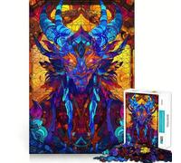 Puzzle Dragon en Vitrail 1000 Pièces pour Adolescents Stimule la mémoire Divertissement Bords précis Cadeau attentionné 38x52cm