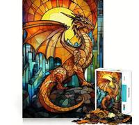 Puzzle Dragon en Vitrail 1000 Pièces pour Adultes Jeu de logique et de réflexion Découpe précise 38x26cm