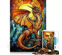 Puzzle Dragon en Vitrail 1000 Pièces pour Adultes Jeu Intelligent et Décoratif Mural Découpe Précise 38x52cm
