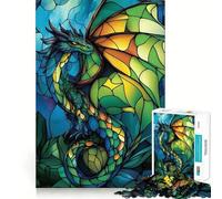 Puzzle Dragon en Vitrail 1000 Pièces pour Adultes Stimulation de la Mémoire Moment de détente Assemblage d'image Pièce d'art 38x52cm