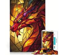 Puzzle Dragon en Vitrail pour Adolescents 1000 Pièces Jeu de Réflexion Simple et Amusant Cadeau Précieux 50x75cm