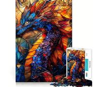 Puzzle Dragon en Vitrail pour Adolescents 1000 Pièces Jeu Intelligent et Apaisant Découpe Facile Cadeau 38x52cm