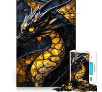 Puzzle Dragon en Vitrail pour Adultes 1000 Pièces Jeu de Réflexion Silencieux et Amusant Décoration Murale aux Découpes Précises 50x75cm