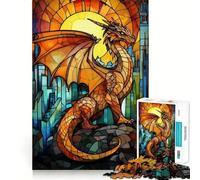 Puzzle Dragon en Vitrail pour Adultes 1000 Pièces Think Smart Toy Home Enjoy Découpe Précise Décoration Murale 50x75cm