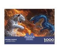 Puzzle Dragon et Tigre Composé De 1000 Pièces pour Adultes,Éléments feu et Eau Un Jeu De Dexérité Très Difficile Puzzle D'intelligence 38x26cm/1000pcs