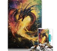 Puzzle Dragon Fantastique 1000 pièces pour Adultes, Difficile à compléter mais Amusant et Humoristique avec Affiche et fiche de Questions-réponses Assorties 38x26cm